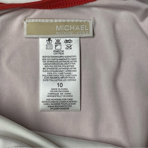Michael Kors Safari Solids Lace-up Cross-back One-piece Swimsuit Red Size 10 - Picture 7 of 8